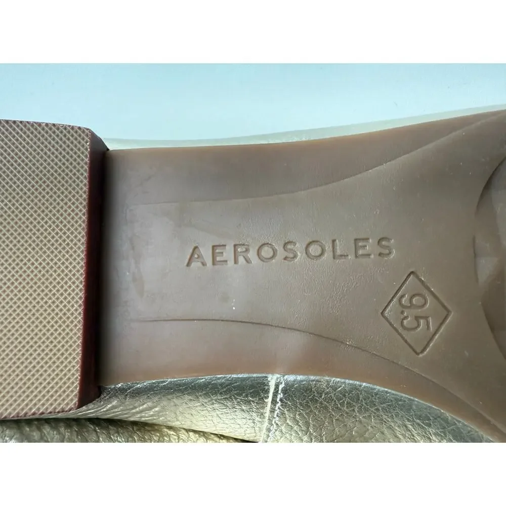 Aerosoles Gold Pebbled Leather Flats Size 9.5 NEW NWOT